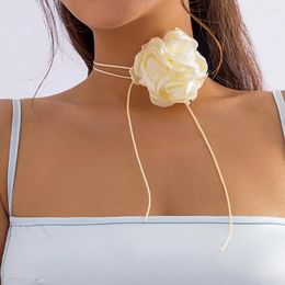 Chains Austyn With Big Flower Choker Necklace For Women Elegant Lace-up Rope Chain On Neck 2023 Fashion Jewelry Accessories
