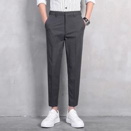 Men's Pants 2023 Summer Nine Points Gentleman Suit Business Middle-aged Small Leg Straight Casual