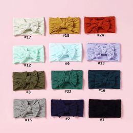 2021 Newborn Kids Cable Knit Nylon Baby Turban HeadbandsKnotted Bow Head wrapsChildren Girls Headdress HeadwearZZ