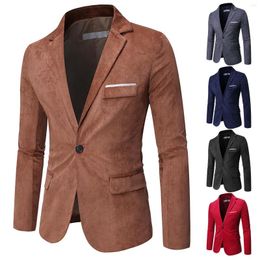 Men's Suits Chicken Suite Hiking Rain Gear Casual Fashion Suit Solid Colour Corduroy Business Gentleman Lapel Leisure