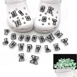 Shoe Parts Accessories 100Pcs Glow In The Dark Lettters Clog Charms Charm Buckle Decoration Buttons Jibitz Soft Rubber Drop Series Randomly