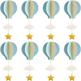 Banner Flags 8/4 Pcs Pastel Blue Large Size Air Balloon Garland Decor Paper Cloud Air Balloon Hanging Birthday Baby Shower Decoration 230729