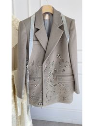 Women's Jackets 2023 Mild Luxury Retro Casual French Joker Wind Ribbon Beaded Suit Jacket for Women Spring 230728