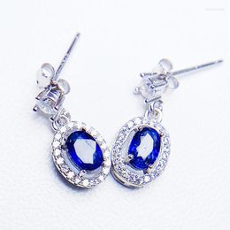 Dangle Earrings Natural Real Blue Sapphire Drop Earring 925 Sterling Silver 0.6ct 2pcs Gemstone Luxury Style T23319