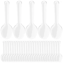 Disposable Flatware 200 Pcs Suite Plastic Spoons Kit Clear Scoops Teaspoons Silverware Small Cutlery