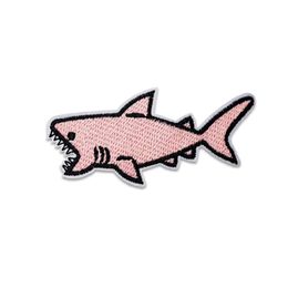 Sewing Notions Pink Shark Embroidery Patches Cartoon Animal Iron On For Clothing Custom Patch275J