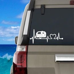 For Camper Travel Trailer Hiker Camper Heartbeat Art Decal Decoration Tent Hiking Vinyl Sticker Camper Art Decor240x