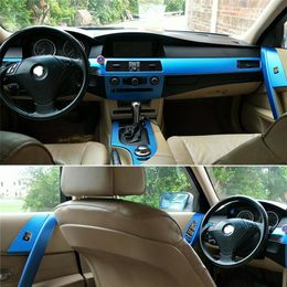 For BMW 5 Series E60 2004-2010 Interior Central Control Panel Door Handle 5D Carbon Fibre Stickers Decals Car styling Accessorie216n