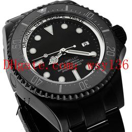 Top Quality 44MM Men's Casual Watch Sea-Dweller 116660 Black Ceramic in DLC PVD Sapphire Movement Automatic Mens Wrist Watche359x