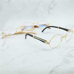 50% OFF Sunglasses 2023 Wood Clear Eye Glasses for Men Retro Oval Carter Eyeglasses Frame Women Mens Accessories Luxury Brand Gold Optical FramesKajia New