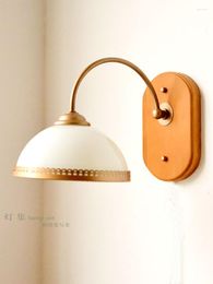 Wall Lamp French Retro Japanese Style Artistic Mid-Ancient Minimalist Bedroom Bedside Solid Wood Base