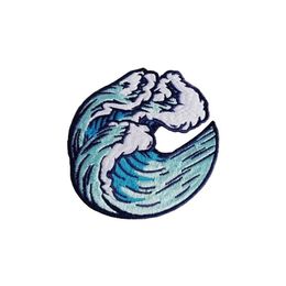 Sea Waves Sewing Notions Embroidered Iron On Patches For Clothing Shirts Hats Bags Decoration Custom DIY Applique198f