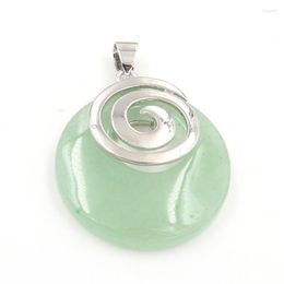 Pendant Necklaces Green Aventurine Silver Plated Spiral Round Hollow Amethysts Stone Fashion Jewellery