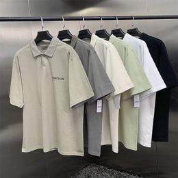 Men's Polos Essentials Ultrafine Men's Polo Shirt 100% Cotton Women's Short Sleeve Golf Set Loose Back Silicone Letter Men's T-shirt 230728