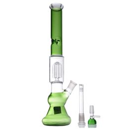 Green Glass Bong Hookahs Dab Rigs Beaker bubbler with 18mm bowl for Somking water pipes