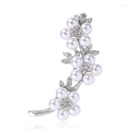 Brooches Fashion Elegant Temperament Crystal Rhinestone Pearl Flower Brooch For Women Lapel Pin Accessories Wedding Party Jewellery Gifts