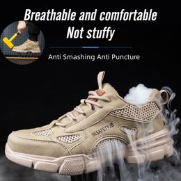 Safety Shoes Style Summer Safety Shoes For Men Light Breathable Sneaker Comfortable Indestructible Hombre Work Sneakers 230729