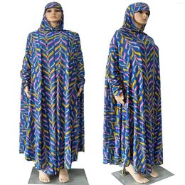 Ethnic Clothing Ramadan Muslim Women Prayer Garment Floral Prints Hooded Dress Islam Gown Plus Size Long Saudi Africa Robe261Y