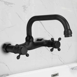 Bathroom Sink Faucets G1/2 Copper Wall Mounted Faucet Dual Handles Bathtub Cold Water Mixer Tap