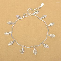 Link Bracelets Fashion Tassel Leaf Charm &Bangle Anklet For Women Girls Elegant Birthday Wedding Party Sl687