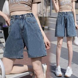 Women's Shorts Korean Denim Summer 2023 High Waist Thin Loose Straight Wide Leg A-line Short Pants Female Jean