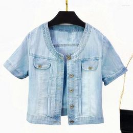 Women's Jackets 2023 Women Jeans Jacket Spring Summer Coat Short-Sleeved Short Denim Casacos Femininos Ladies Outerwear