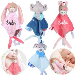 Girl's Dresses Personalised Bunny Plush Baby Comforter Toys Cute Stuffed Soft Appease Towel For Sleeping Animals 230728