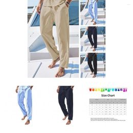 Men's Pants Straight Leg Flexible Waistband Soft Breathable Elastic Waist With Pockets Simple Style Thin For Casual