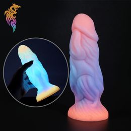 Anal Toys Luminous Dildos Colourful Glowing special-shaped Monster Penis Anal Butt Plug Adult Toys Soft Dildo with Suction Cup Women 230728