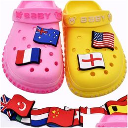 Shoe Parts Accessories Soft Rubber National Flag Deocrations Charm Jibitz For Clog Charms Buckle Buttons Drop Delivery Series Randomly