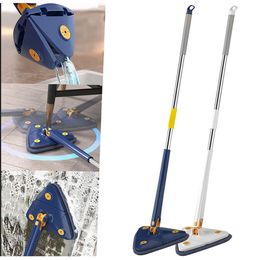 Mops Cleaning Triangular Mop 360 Degree Floor Glass Ceiling Wall Cleaner for Rotary Telescopic Automatic Water Wringing 230728