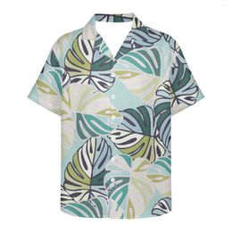 Men's Casual Shirts Tropical Plantain Leaf Pattern Men Shirt Summer Vintage Streetwear Short Sleeves Button Harajuku Blouse Chemise Homme