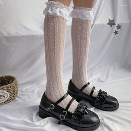 Women Socks In Stock Lolita Women's Love Mid-Calf Lace Bunching Internet Celebrity Calf