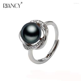 Cluster Rings Real Black Natural Pearl For Women Cultured Freshwater Adjustable Wife Birthday Gifts