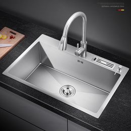304Stainless Steel Kitchen Sink With Tool Rest Topmount Single Bowl kitchen Vegetable Washing Basin Sink Faucet Drain Accessorie