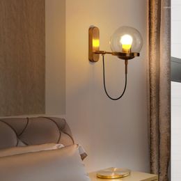 Wall Lamps Modern Glass Ball Lamp Nordic Led Light Industrial Metal Decorate Indoor Lighting Base Placard Chambre