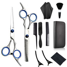 Hair Scissors Cutting and Thinning Shears Set Professional Haircut Kit Indoor Hairdressing with Comb Clip Cape 230728