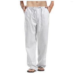 Men's Pants For Men Pure Color Loose Drawstring Elastic Waist Beach Trouser Leisure Mens Casual Straight Pant Streetwear Ropa Hombre