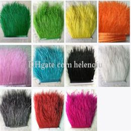 10yard çok Muticolor Uzun Devekuşu Tüy Taşları Saçak Trim 8-10cm Tüy Boa Stripe Parti Giyim Aksesuarları Craft284b