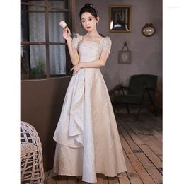 Party Dresses Classical Square Neck Evening Dress Women Short Sleeve Tassel Patchwork Cocktail French Elegant Bow Prom Gown