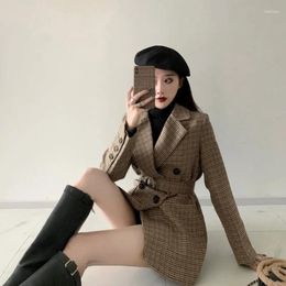 Women's Jackets Small Incense Wind Suit Jacket Female 2023 Autumn And Winter Clothes British Style Ladies Plaid Medium Length X47
