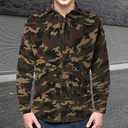 Men's T Shirts Mens Spring And Autumn Loose Casual Camouflage Cargo Long Sleeved Shirt Handsome Men Party