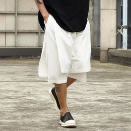 Men's Pants Original Summer Linen Shorts Male Chinese Style Seven-point Group Wide-leg Cotton And Loose Beach Seven-