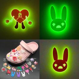 Shoe Parts Accessories Cartoon Bad Rabbit Noctilucent Pvc Charms Bucklesglow Buckle Fit Bracelets Clog Jibz Shoes Accessorie Drop Del Ot0Lr