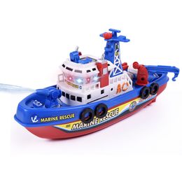 LED Light Sticks Fire Boat Children Electric Music Flashing Marine Rescue Model Fireboat Toys For Boys Water Spray Educational Toy 230728