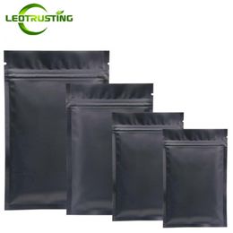 100pcs Mysterious Matte Black Aluminum Foil Zip Lock Bag Resealable Herbal Powder Coffee Buttery Seeds Tea Heat Sealing Pouches 21233M