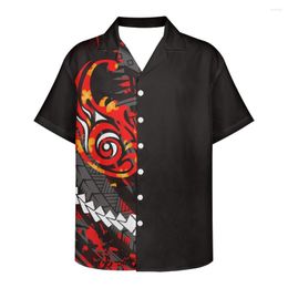 Men's Casual Shirts Summer Shirt Clothing Short Sleeve Polynesian Tribal Tattoo Prints Hawaii Samoan Loose Designed Breathable