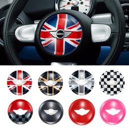Union Jack Car Steering Wheel Panel Center Cover Sticker Moulding Trim Sticker for Mini Cooper R55 R56 R60 R61 Styling Accessories258R