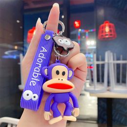 Fashion blogger designer jewelr Cute cartoon big mouthed monkey keychain bag pendant mobile phone Keychains Lanyards KeyRings wholesale YS206
