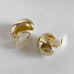 Backs Earrings Amz Chunky Metal Coil Clip On Smooth Oval Round Gold Plated Non Pierced Trendy Jewellery For Women Gift